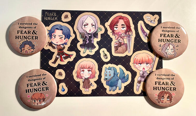 Fear & Hunger stickers and buttons